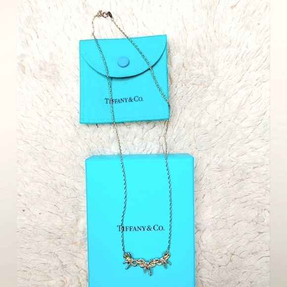 Tiffany & Co. Triple Bows Silver & 18k Gold Necklace - Picture 2 of 14